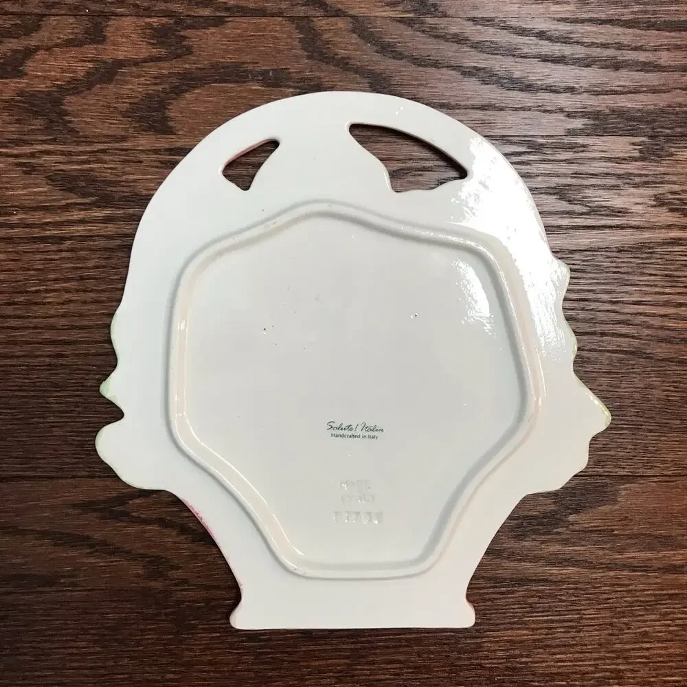 Salute! Italia Made In Italy Ceramic Flower Basket Trivet Or Decor With Crazing
